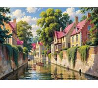 Puzzle 150 pezzi per Adulti Villaggio barche sul fiume, 35x25cm Puzzle Impossibile e Difficili, Puzzles Decorativo per Soggiorno e Camera, Idea Regalo per Amanti dei Puzzle