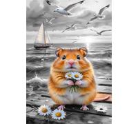 Puzzle 150 Pezzi, Puzzle per Adulti Gabbiano Criceto Margherita Fiore 35x25 cm, Impossibile Difficile Puzzles Impegnativo Come Regalo e Decorazione per Pareti