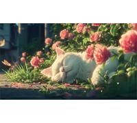 Puzzle 150 Pezzi, Puzzle per Adulti Gatto Carino Fiori 35x25 cm, Impossibile Difficile Puzzles Impegnativo Come Regalo e Decorazione per Pareti