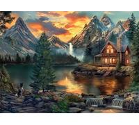 Puzzle 1500 Pezzi,87x57 cm puzzles per adulti,Baita sul lago di montagna DIY Puzzle Arte,Educativi Stimolanti Puzzles Decorazioni per la Casa