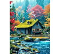 Puzzle 1500 Pezzi,87x57 cm puzzles per adulti,Fiume Woodland Cabin DIY Puzzle Arte,Educativi Stimolanti Puzzles Decorazioni per la Casa