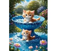 Puzzle 1500 Pezzi,87x57 cm puzzles per adulti,Fontana di fiori Gatti DIY Puzzle Arte,Educativi Stimolanti Puzzles Decorazioni per la Casa
