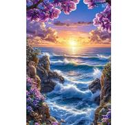 Puzzle 1500 Pezzi Alba Sull'Oceano, Puzzle Impossibili Gioco Educativo Sviluppa Pazienza e Destrezza, Lettere sul Retro Facile Montaggio, Regalo per Uomini Donne e Anziani 87 x 57 cm