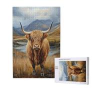 Puzzle 1500 Pezzi Bovini Delle Highlands Puzzle Animale Grandi Dimensioni per Adulti Scatola di Imballaggio e Immagini di Riferimento,Giochi Rilassamento e Intelligence,Come Regalo per Amici M-1800