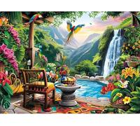 Puzzle 1500 Pezzi,Cascata nel cortile paesaggistico Puzzles Adulti,puzzles arte per adulti,Giochi Rilassamento e Intelligence,puzzle per Gioco Familiare Regalo