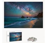 Puzzle 1500 Pezzi - Cielo stellato & Spiaggia - Puzzle in Legno Durevole con Lettere sul Retro - 87 x 57 cm - Hobby Creativo Senza Polvere - Articolo per Collezionisti e 14 Anni in Su P3#283