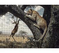 Puzzle 1500 Pezzi Classici, Puzzle leopardo Africa 87 x 57 cm, Gioco Educativo e Antistress in Legno con Poster Incluso, Ttività DIY per Famiglia, Regalo per Appassionati, Decor Parete Casa, f0-5