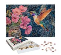 Puzzle 1500 Pezzi Colibrì, Puzzle Fiore 1500 Pezzi Arte per Adulti e Bambini, Misura: 87x57 cm, Puzzles Legno per Adulti con Squisita Scatola di Imballaggio, Idea Regalo Donna, Regalo Uomo, -8727