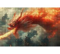 Puzzle 1500 Pezzi Drago Puzzle 1500 Pezzi Legno per Adulti Città, Splendidamente Confezionato in Una Scatola di Cartone, Trasportabile in Una Borsa a Rete per Decorazioni Parete 90 x 60cm RXPT-6022