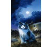 Puzzle 1500 Pezzi Gatto Casetta Luna, Puzzle Giocattolo Decompressivo Intellettuale Educativo Divertente Gioco per Famiglie, Puzzles per Adulti 1500 Pezzi 87 x 57 cm