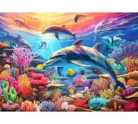 Puzzle 1500 pezzi per Adulti,puzzles Giochi Educativi per adulti,Giocattoli Sfida Giochi Impegnativi,Delfini dell'oceano Coralli Regali puzzle arte