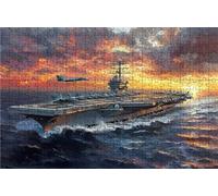 Puzzle 1500 Pezzi Portaerei Puzzle 1500 Pezzi Legno per Adulti Combattente, Splendidamente Confezionato in Una Scatola di Cartone, Borsa Rete Portabilità per Regalo Donna 60 x 90 cm RXPT-1656