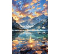 Puzzle 1500 Pezzi, Puzzle per Adulti Lago Montagna Dell'Alba 87x57 cm, Impossibile Difficile Puzzles Impegnativo Come Regalo e Decorazione per Pareti