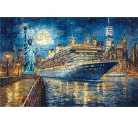 Puzzle 1500 Pezzi, Statua Della Libertà Puzzle 1500 Pezzi per Adulti, Giochi di Puzzles Nave Da Crociera Legno per Tutta la Famiglia, Puzzles per Quadri Moderni Soggiorno Regalo Donna 60x90CM RXPT7213
