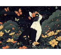 Puzzle 1500 Pieces Gatto e farfalla Gioco Educativo Intellettuale Migliora La Concentrazione E Creatività, Puzzle Adulti E Ragazzi Da 14 Anni Compact Box Con Poster Incluso Idea Regalo Uomo/Donna F-1