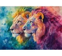 Puzzle 1500 Pieces Leone colorato Gioco Educativo Intellettuale Migliora La Concentrazione E Creatività, Puzzle Adulti E Ragazzi Da 14 Anni Compact Box Con Poster Incluso Idea Regalo Uomo E Donna F-4