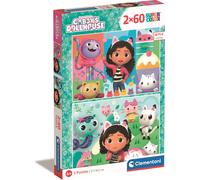 Clementoni - Puzzle 2x60 La casa delle bambole di Gabby - 40-99 Pezzi