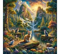 Puzzle 200 pezzi,28x28 cm puzzle per adulti,Un enigma impegnativo,Giochi di puzzles per tutta la famiglia, Regali per donne, Regali per uomini, Tema: Gatti della cascata del canyon