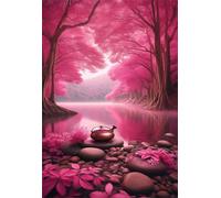 Puzzle 200 Pezzi Alberi Rosa Fiumi, Intrattenimento Creativo, Puzzle Classico per Adulti Gioco Educativo Regalo per Uomini Donne e Anziani 35 x 25 cm