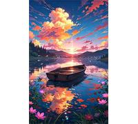 Puzzle 200 Pezzi Barca Sul Lago Tramonto, Puzzle Impossibili Gioco Educativo Sviluppa Pazienza e Destrezza, Lettere sul Retro Facile Montaggio, Regalo per Uomini Donne e Anziani 35 x 25 cm