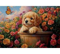 Puzzle 200 Pezzi Cane Puzzle Adulti Sfida Impossibili Jigsaws Margherita Classica 3D Pattern Art Jigsaws per Divertimento Adulti e Bambina, Gioco Familiare, Festa Aziendale,Amore e Amico 35x25cm C-430