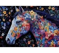 Puzzle 200 Pezzi Cavallo Puzzle Adulti Sfida Impossibili Jigsaws Fiori Classica 3D Pattern Art Jigsaws per Divertimento Adulti e Bambina, Gioco Familiare, Festa Aziendale, Amore e Amico 35x25cm C-661