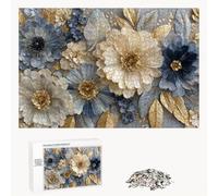 Puzzle 200 Pezzi - Flower & Blu - Puzzle in Legno Durevole con Lettere sul Retro - 35 x 25 cm - Hobby Creativo Senza Polvere - Articolo per Collezionisti e 14 Anni in Su P3#110