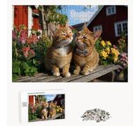 Puzzle 200 Pezzi - Flower & Gatto - Puzzle in Legno Durevole con Lettere sul Retro - 35 x 25 cm - Hobby Creativo Senza Polvere - Articolo per Collezionisti e 14 Anni in Su P3#556