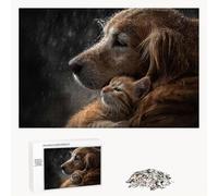 Puzzle 200 Pezzi - Gatto & Cane - Puzzle in Legno Durevole con Lettere sul Retro - 35 x 25 cm - Hobby Creativo Senza Polvere - Articolo per Collezionisti e 14 Anni in Su P3#624