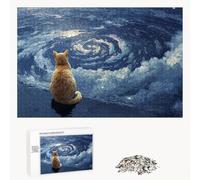 Puzzle 200 Pezzi - Gatto & Cielo stellato - Puzzle in Legno Durevole con Lettere sul Retro - 35 x 25 cm - Hobby Creativo Senza Polvere - Articolo per Collezionisti e 14 Anni in Su P3#505