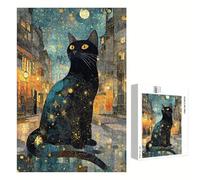 Puzzle 200 Pezzi - Gatto & Città - Puzzle in Legno Durevole con Lettere sul Retro - 35 x 25 cm - Hobby Creativo Senza Polvere - Articolo per Collezionisti e 14 Anni in Su P3#708