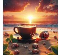 Puzzle 200 Pezzi,Lumaca di caffè Sunset Beach puzzle per adulti Giochi Educativi,Puzzles Artistico Adatto a Tutta la Famiglia(28 x 28 cm)