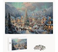 Puzzle 200 Pezzi - Natale & Piccola città - Puzzle in Legno Durevole con Lettere sul Retro - 35 x 25 cm - Hobby Creativo Senza Polvere - Articolo per Collezionisti e 14 Anni in Su P3#389
