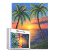 Puzzle 200 Pezzi per Adulti e Ragazzi, Puzzle Tramonto Jigsaw Giochi Rilassamento e Intelligence, Jigsaw Albero di cocco per Gioco Familiare, Regalo Uomo e Donna, Consigliato a Partire 14 Anni S-775