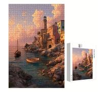 Puzzle 200 Pezzi - Piccola città & Oceano - Puzzle in Legno Durevole con Lettere sul Retro - 35 x 25 cm - Hobby Creativo Senza Polvere - Articolo per Collezionisti e 14 Anni in Su P3#1095