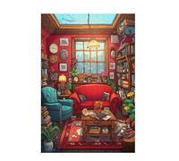 Puzzle 200 Pezzi Retro Puzzle Libreria Adulti Arte Grandi Dimensioni Jigsaw di Legno con una Scatola e Poster, Impossibili Jigsaw Gioco Familiare for Adulti Principiante, Home Decor 35x25cm D-1451