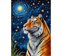 Puzzle 200 Pezzi Tigri Cielo Stellato, Puzzle Impossibili Gioco Educativo Sviluppa Pazienza e Destrezza, Lettere sul Retro Facile Montaggio, Regalo per Uomini Donne e Anziani 35 x 25 cm