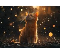 Puzzle 200 Pieces Gatto Bambina Bambino 10 8 9 6 5 7 Anni Regalo Maschio Adulti Legno Cielo stellato Puzzle Arte Giochi Gioco di QI Ragazzo Grandi Dimensioni 35x25cm,200pcs Toy, Scatola P-998