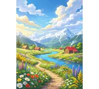 Puzzle 2000 Pezzi Adulti Prateria Case Fiume 100x70cm, Puzzle Classico Antistress, Rompicapo per Esperti, Hard Difficult Challenging Puzzle Perfetto per Serate di Gioco