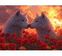 Puzzle 2000 Pezzi Arte per Adulti e Ragazzi, Puzzle Lupo in Legno Adulti, Idea Regalo Jigsaw Mare di fiori per Gioco Familiare, Lettere sul retro Jigsaw, per Decorazione la Casa Regalo 100x70cm g-287
