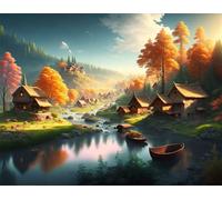 Puzzle 2000 Pezzi Arte Villaggio Tranquillo, 100x70cm Fai Da Te Puzzle Impossibili 2000 Pezzi per Adulti, Alta Qualità di Stampa, Poster Incluso, Sfida Creativa Regalo per Amore e Amico Autunno