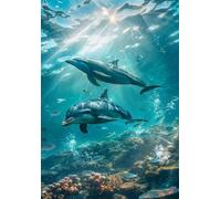 Puzzle 2000 Pezzi Corallo Delfini Dell'Oceano Puzzle Classici, Giochi Rilassamento e Intelligence, Puzzles Impossible, Idea Regalo Uomo e Donna
