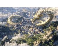 Puzzle 2000 Pezzi, Drago Puzzle 2000 Pezzi per Adulti, Giochi di Puzzles Città Legno per Tutta la Famiglia, DIY Puzzles per Quadri Moderni Soggiorno Regalo Donna Uomo Festival 100 x 70CM RXPT-6752