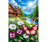 Puzzle 2000 pezzi Giochi educativo e Giocattoli sfida Regalo Jigsaw puzzle classici per Adulti,DIY Puzzles Sunny Flower Cottage,100x70 cm