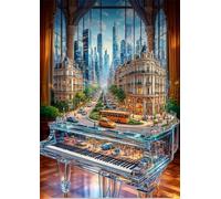 Puzzle 2000 pezzi Giochi educativo e Giocattoli sfida Regalo Jigsaw puzzle classici per Adulti,DIY Puzzles Città astratta del pianoforte,100x70 cm