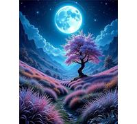 Puzzle 2000 pezzi Giochi educativo e Giocattoli sfida Regalo Jigsaw puzzle classici per Adulti,DIY Puzzles Albero del campo al chiaro di luna,100x70 cm