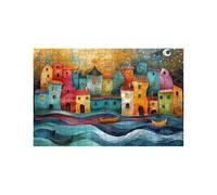 Puzzle 2000 Pezzi, Legno Piccola città Puzzle 2000 Pezzi Adulti, Puzzles Barca per Tutta la Famiglia Insieme, Puzzles per Alleviare lo Stress Primavera Decorazioni Parete 70 x 100 cm LZPT-02047