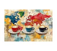Puzzle 2000 Pezzi Mappa Mondo, Puzzle Caffè, Puzzles in Legno Sfide Divertenti Intrattenimento Creativo, Puzzles Classici Divertimento Confezione di Alta Qualità, Idea Regalo Donna, 99x70cm -2476