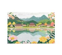 Puzzle 2000 Pezzi Montagna Puzzle Primavera Adulti Arte Grandi Dimensioni Jigsaw di Legno con una Scatola e Poster, Impossibili Jigsaw Gioco Familiare for Adulti, Home Decor Regalo 99x70cm E-1606