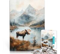 Puzzle 2000 pezzi per adolescenti Acquerello di alce in paesaggio montano Analisi e logica perché è ideale come regalo per tutta la famiglia 70x100cm